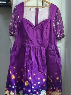 Loungefly Stitch Shoppe Disney Rapunzel Dress 2x pockets sheer sleeves